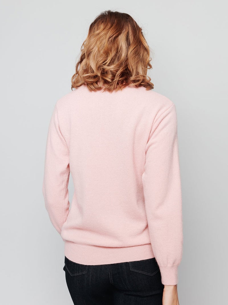 Cálido jersey de cuello alto con lana y angora - Afibel Rosa - Kiabi