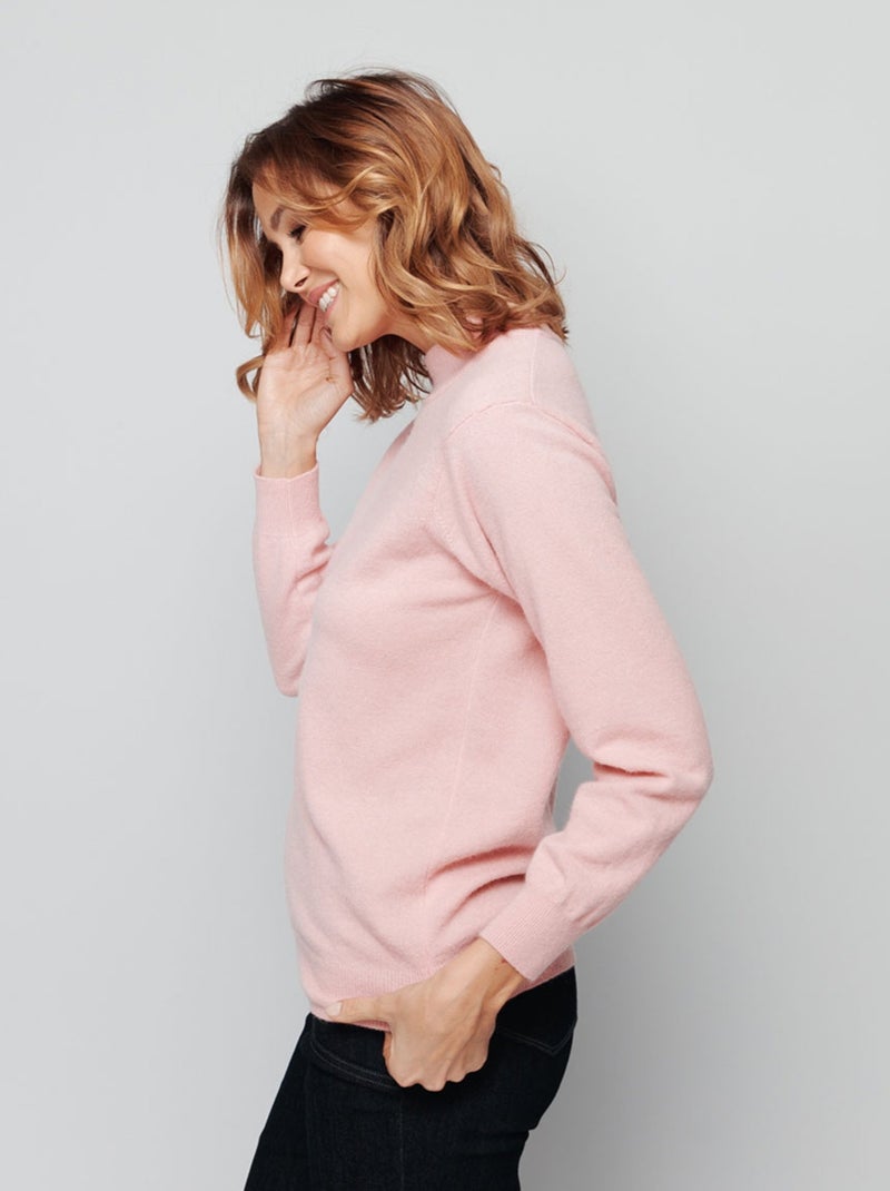 Cálido jersey de cuello alto con lana y angora - Afibel Rosa - Kiabi