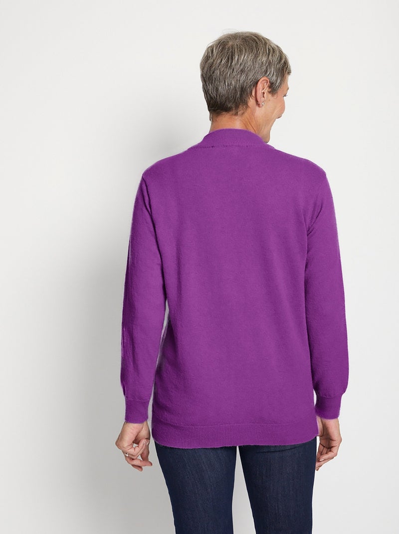 Cálido jersey de cuello alto con lana y angora - Afibel Violeta berenjena - Kiabi