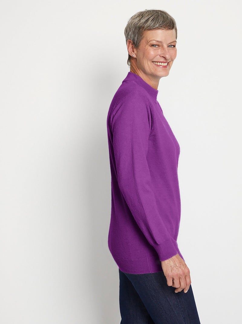 Cálido jersey de cuello alto con lana y angora - Afibel Violeta berenjena - Kiabi