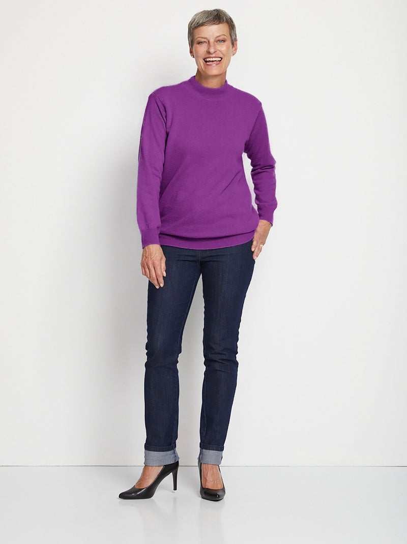 Cálido jersey de cuello alto con lana y angora - Afibel Violeta - Kiabi