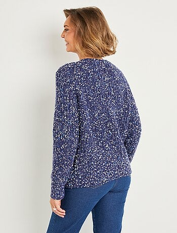 Cálido jersey de cuello redondo de punto con cuentas - Afibel