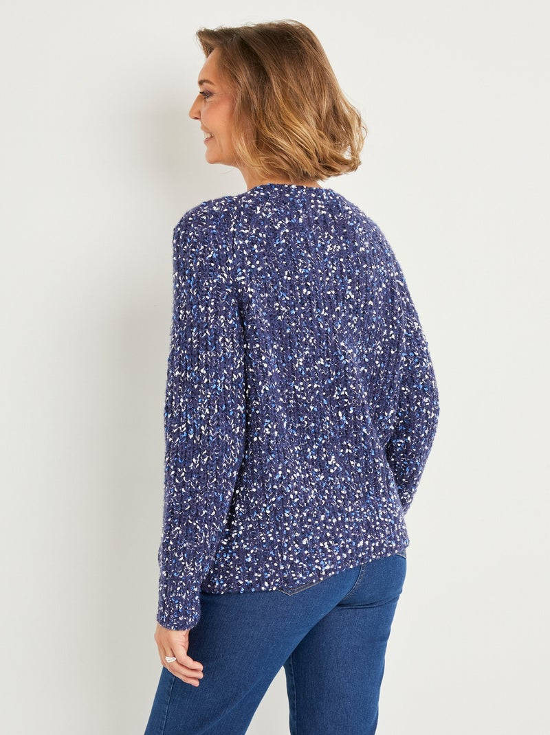 Cálido jersey de cuello redondo de punto con cuentas - Afibel Azul - Kiabi