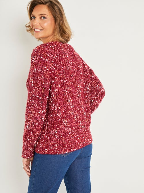 Cálido jersey de cuello redondo de punto con cuentas - Afibel - Kiabi