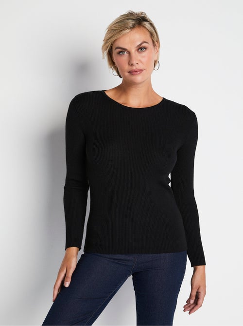 Cálido jersey de lana merino con cuello redondo - Afibel - Kiabi