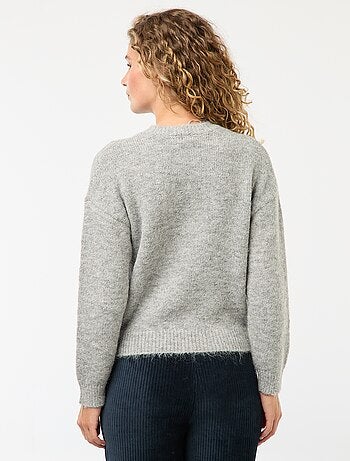Jersey cálido de punto jaspeado