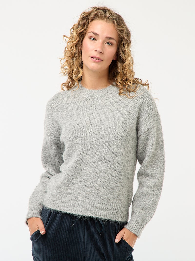 Cálido jersey de punto jaspeado Gris - Kiabi