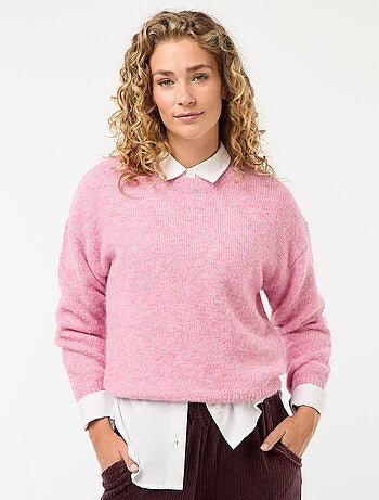 Jersey cálido de punto jaspeado