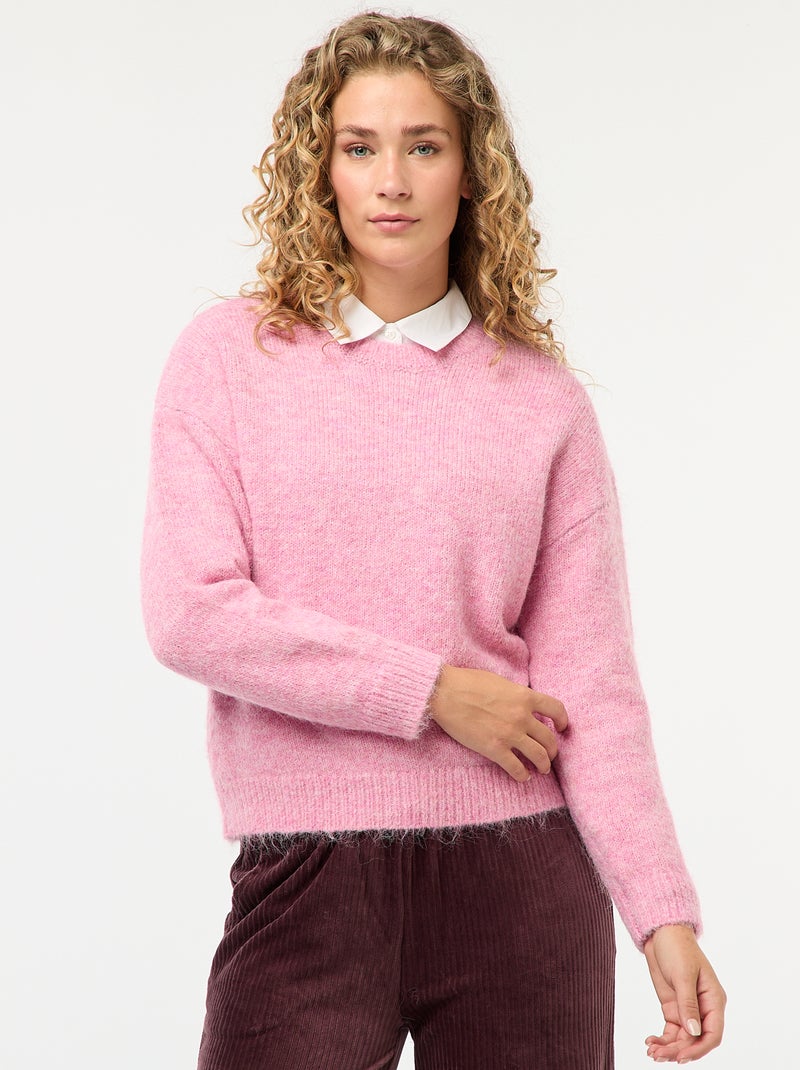 Cálido jersey de punto jaspeado Rosa - Kiabi