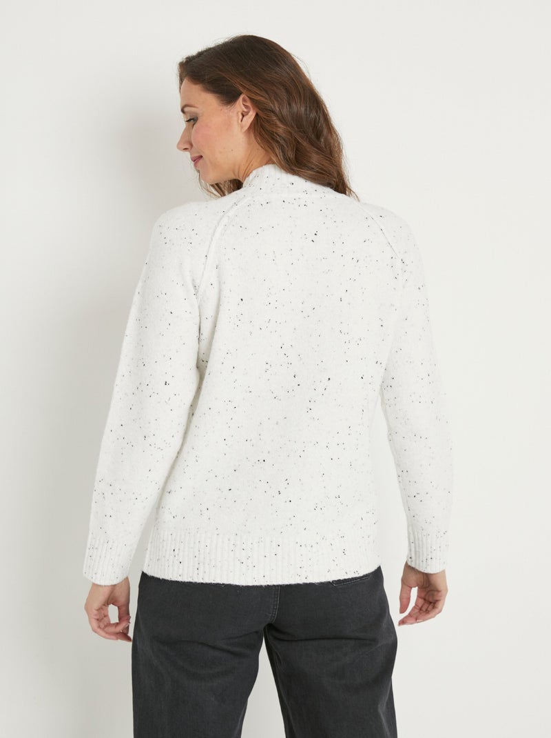 Cálido jersey de raglán con cuello alto jaspeado - Afibel Crudo - Kiabi