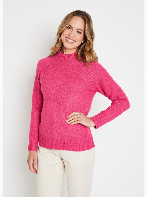 Cálido jersey de raglán con cuello alto jaspeado - Afibel - Kiabi