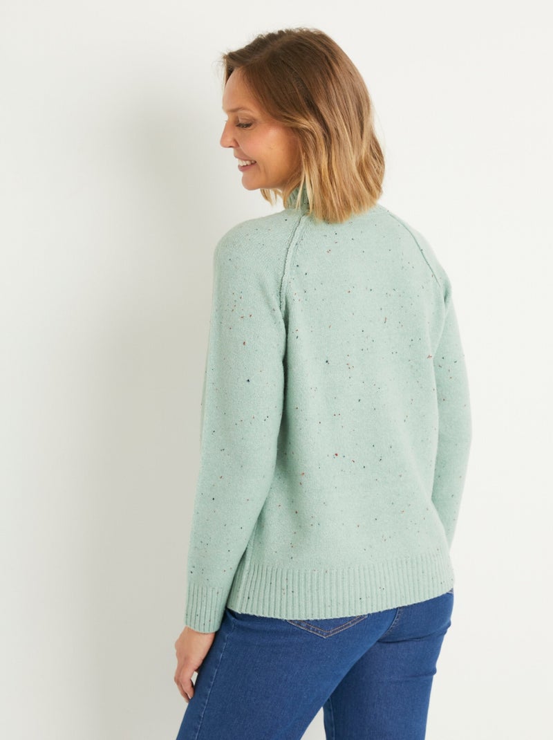 Cálido jersey de raglán con cuello alto jaspeado - Afibel Verde - Kiabi