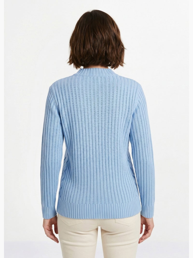 Cálido jersey estilo irlandés con cuello alto. - Afibel Azul - Kiabi