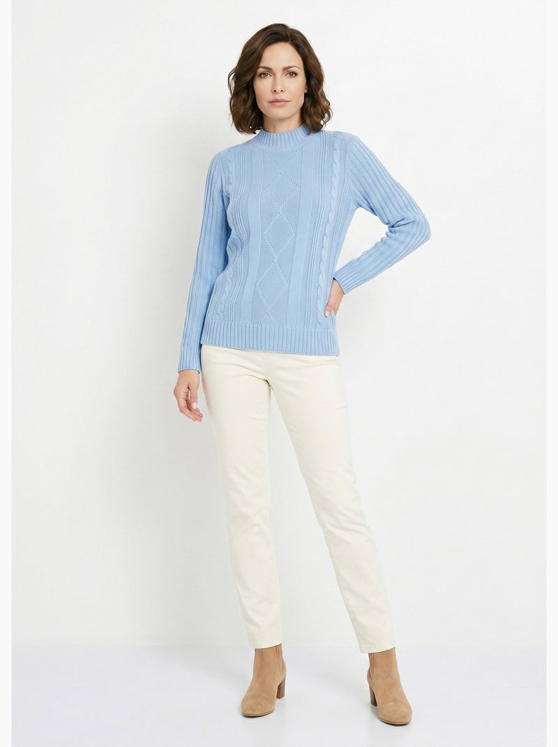 Cálido jersey estilo irlandés con cuello alto. - Afibel Azul - Kiabi