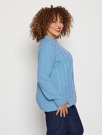 Cálido jersey estilo irlandés con cuello alto. - Afibel