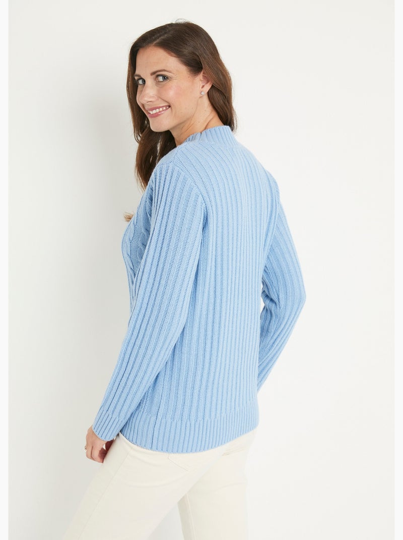 Cálido jersey estilo irlandés con cuello alto. - Afibel Celeste - Kiabi