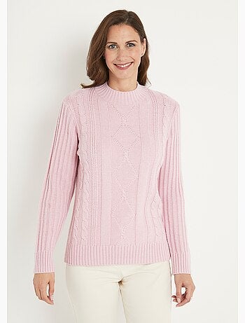 Cálido jersey estilo irlandés con cuello alto. - Afibel
