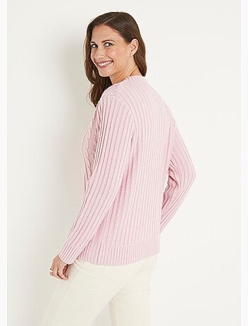 Cálido jersey estilo irlandés con cuello alto. - Afibel
