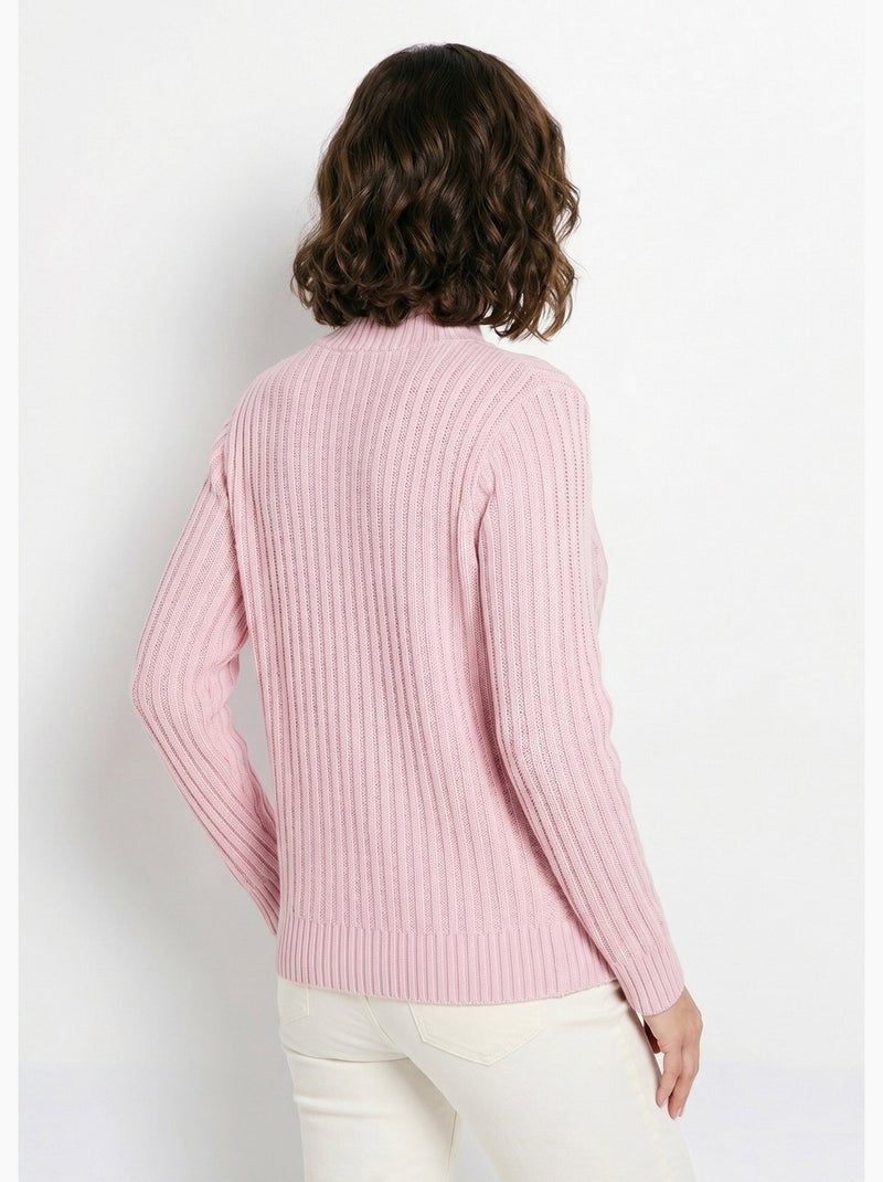 Cálido jersey estilo irlandés con cuello alto. - Afibel Lila/Blanco roto/Caramelo - Kiabi