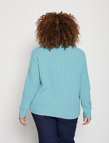 Cálido jersey estilo irlandés con cuello alto. - Afibel