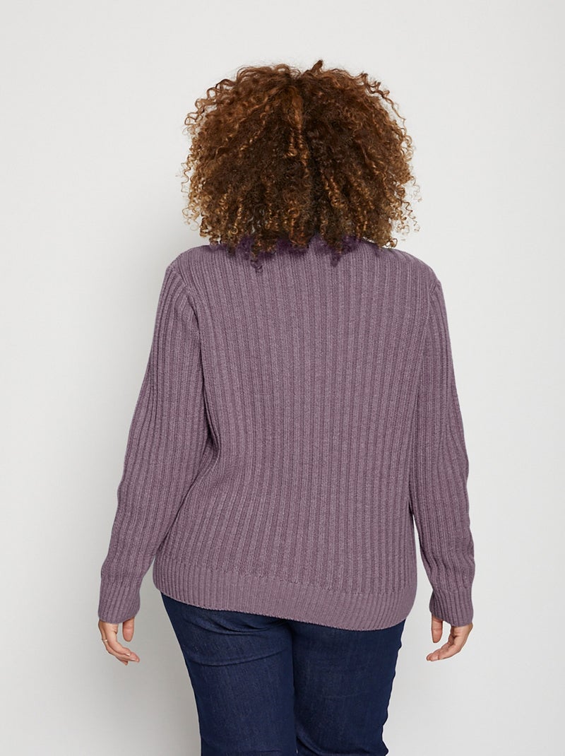 Cálido jersey estilo irlandés con cuello alto. - Afibel Violeta - Kiabi