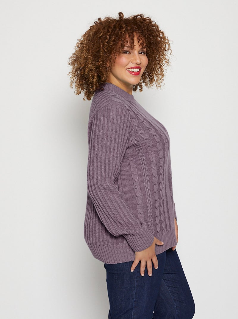Cálido jersey estilo irlandés con cuello alto. - Afibel Violeta - Kiabi