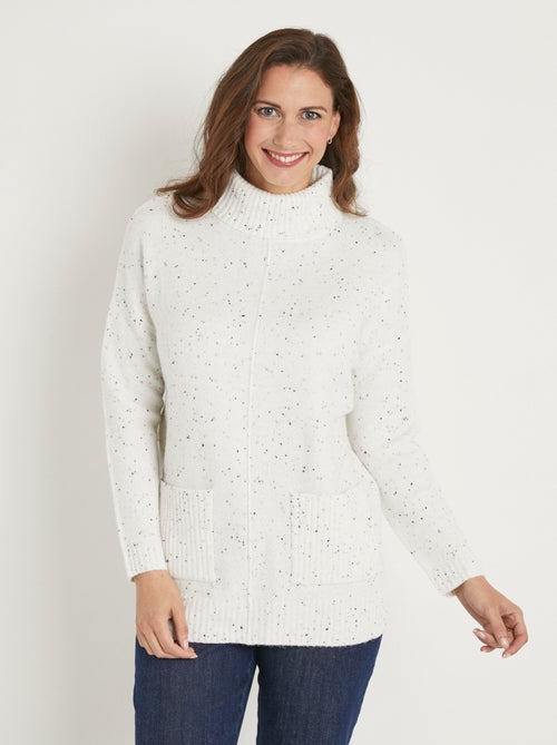 Cálido jersey túnica de cuello alto jaspeado - Afibel - Kiabi