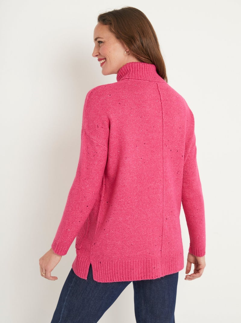 Cálido jersey túnica de cuello alto jaspeado - Afibel Rosa fucsia - Kiabi
