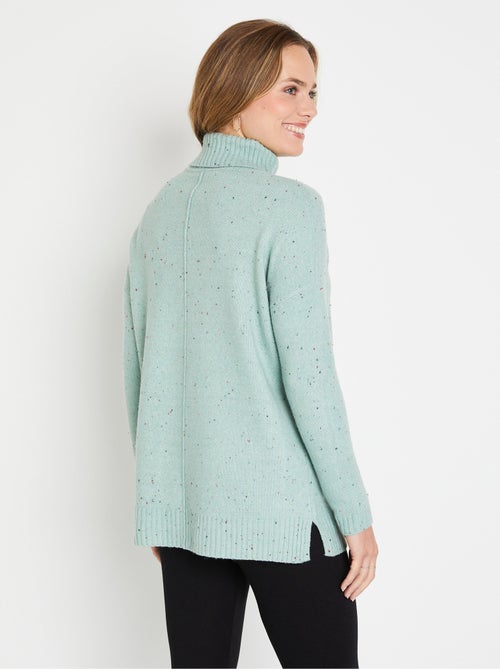 Cálido jersey túnica de cuello alto jaspeado - Afibel - Kiabi