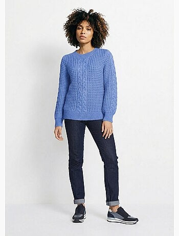 Cálido suéter de punto suave y elegante con cuello redondo - Afibel