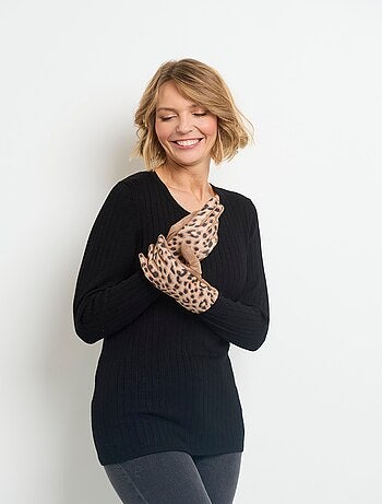 Cálidos guantes lisos y con estampado de leopardo - AFIBEL