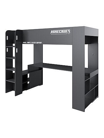 Cama alta con escritorio y luz LED 'Roba' - Minecraft