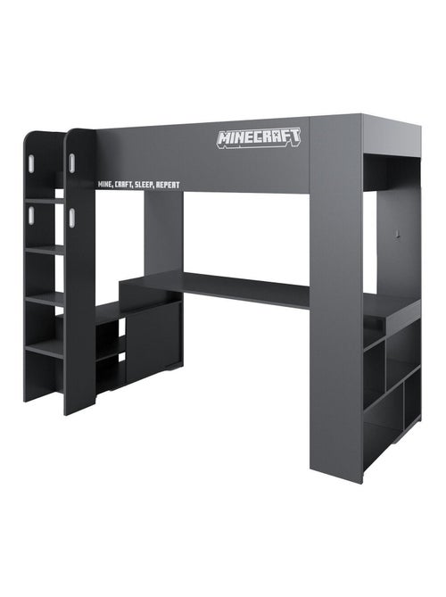 Cama alta con escritorio y luz LED 'Roba' - Minecraft - Kiabi