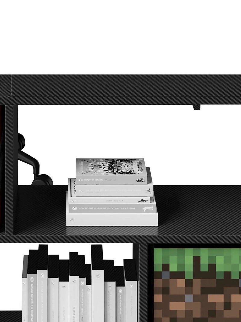 Cama alta con escritorio y luz LED 'Roba' - Minecraft Negro - Kiabi