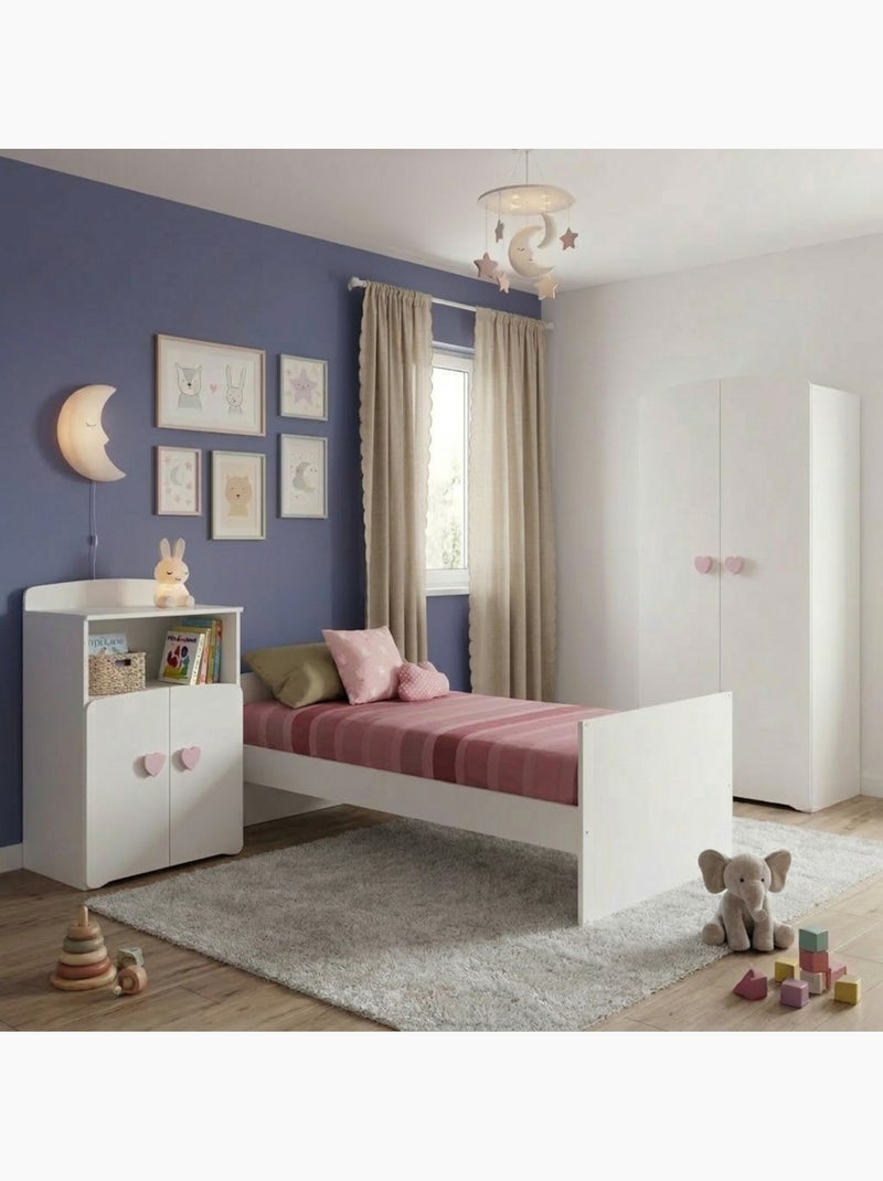Cama combinada convertible de 120x60 a - BABYPRICE Blanco Rosa - Kiabi