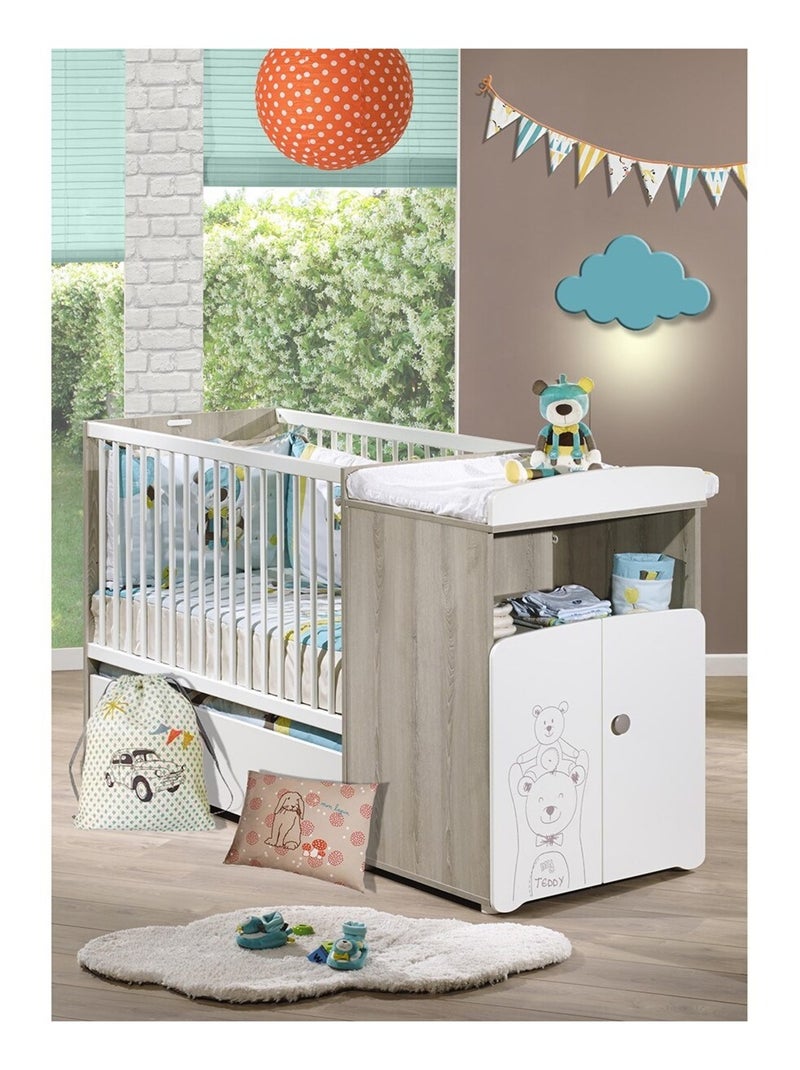 Cama combinada convertible de 120x60 a 90x190 en madera - BABYPRICE Blanco - Kiabi