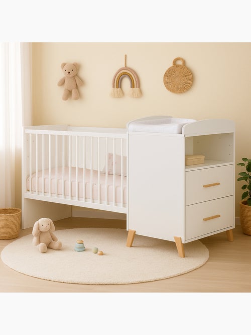 Cama Combinada Convertible de 120x60 a 90x190 en madera - BABYPRICE - Kiabi