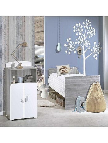 Cama combinada convertible de 120x60 a 90x190 en madera - BABYPRICE