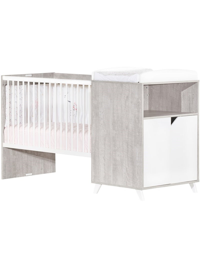 Cama combinada de 120x60, convertible en 90x190 en - BABYPRICE Blanco Gris - Kiabi