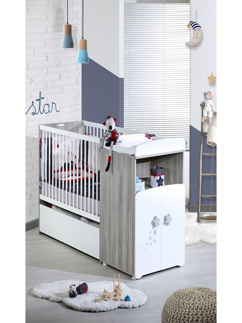 Cama combinada de madera convertible de 120x60 a - BABYPRICE Blanco - Kiabi