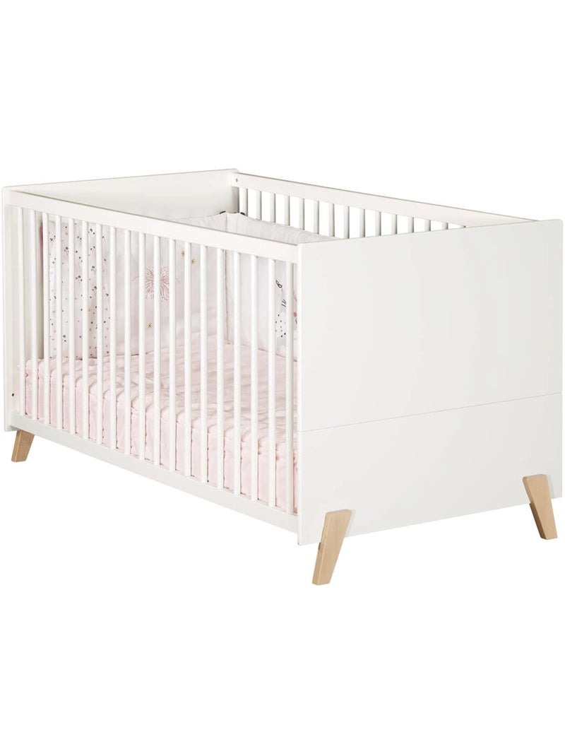 Cama convertible 140x70 - Little Big Bed sobre patas de madera - BABYPRICE Blanco Marrón - Kiabi