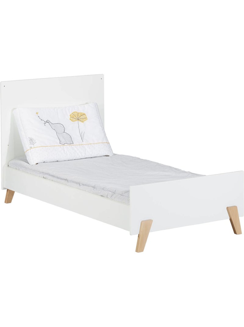 Cama convertible 140x70 - Little Big Bed sobre patas de madera - BABYPRICE Blanco Marrón - Kiabi
