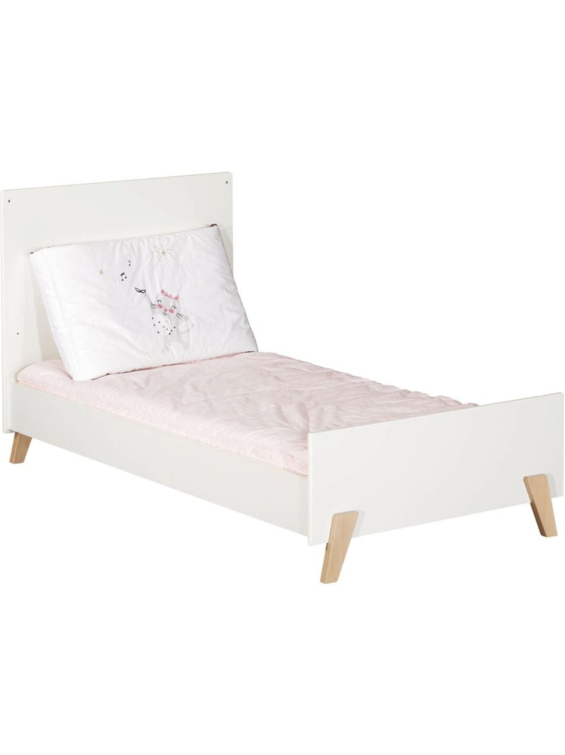 Cama convertible 140x70 - Little Big Bed sobre patas de madera - BABYPRICE Blanco Marrón - Kiabi
