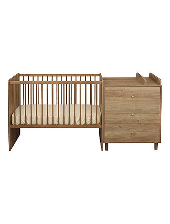 Cama de 120x60, convertible en 90x190, decoración en madera de roble - SAUTHON