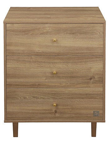 Cama de 120x60, convertible en 90x190, decoración en madera de roble - SAUTHON