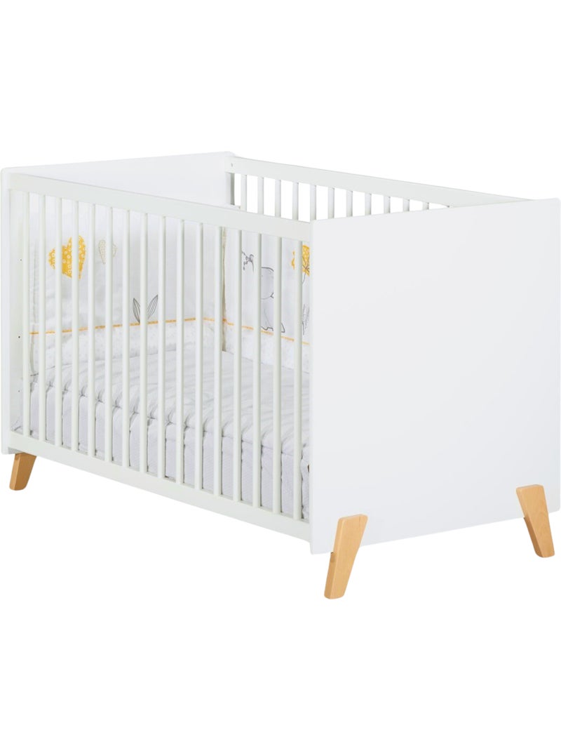 Cama de bebé de 120 x 60 sobre patas de madera - BABYPRICE Blanco Marrón - Kiabi