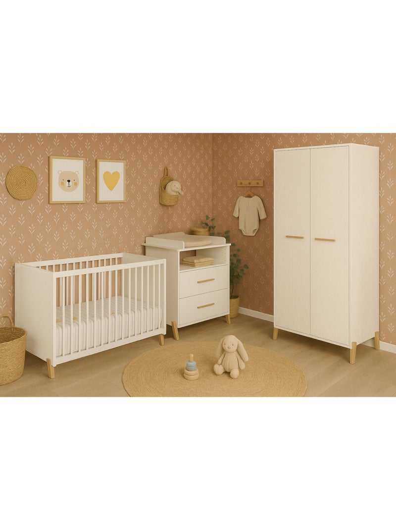 Cama de bebé de 120 x 60 sobre patas de madera - BABYPRICE Blanco Marrón - Kiabi