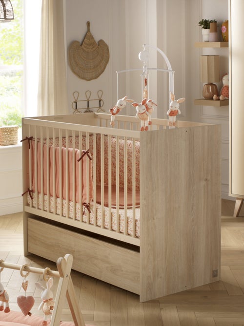 Cama de bebé de 120x60 convertible en 90x190 con cabeceros de paneles de imitación - SAUTHON - Kiabi