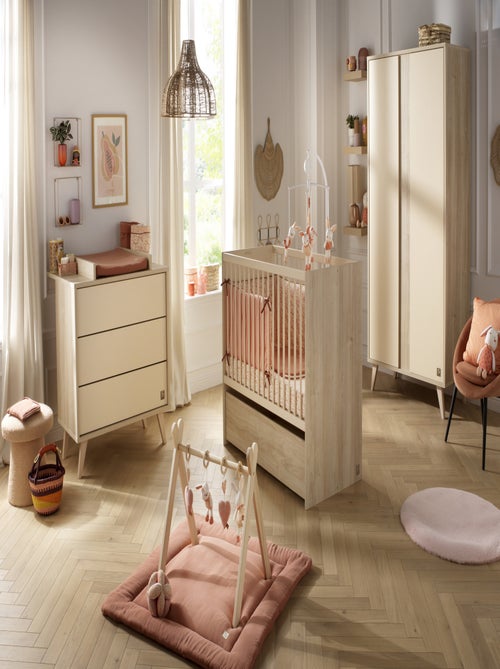 Cama de bebé de 120x60 convertible en 90x190 con cabeceros de paneles de imitación - SAUTHON - Kiabi