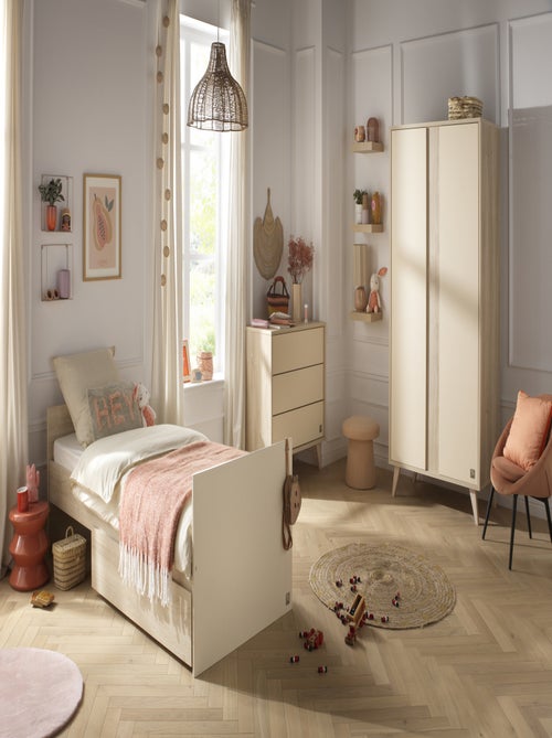 Cama de bebé de 120x60 convertible en 90x190 con cabeceros de paneles de imitación - SAUTHON - Kiabi